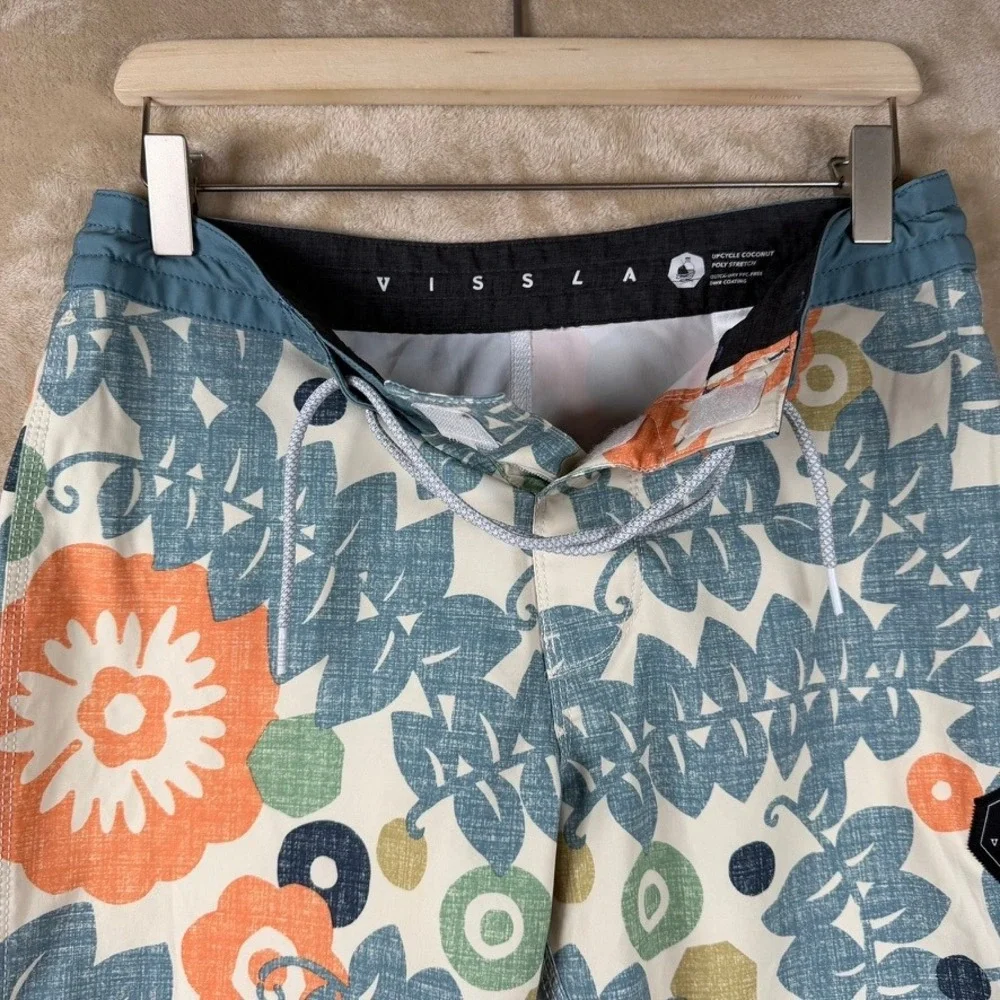 Vissla Mens Upcycled Coconut Floral Board Shorts Orange Teal Size 29 M106XZAN
